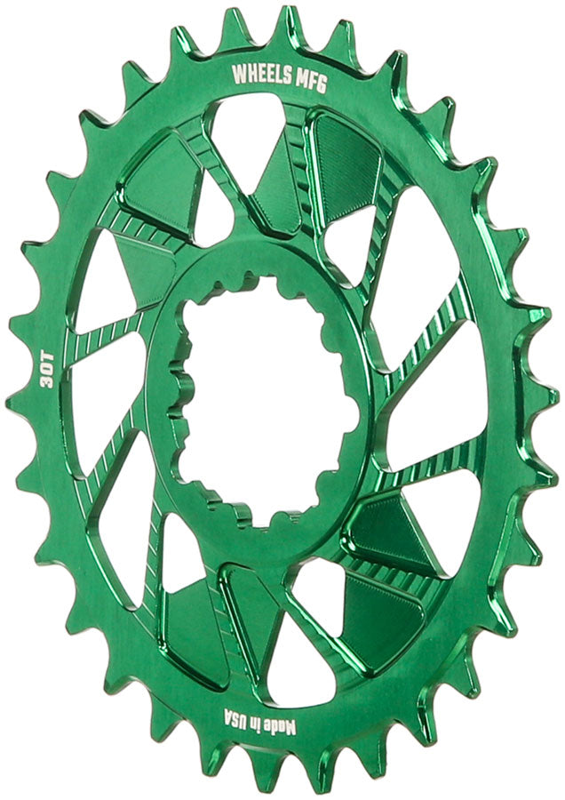 Wheels Manufacturing Direct Mount Chainring - 30t, SRAM 3-Bolt Direct Mount, 3mm Offset, T-Type Chain Compatible, Green - Direct Mount Chainrings - Direct Mount T-Type Compatible Chainring