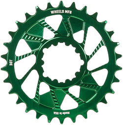 Wheels Manufacturing Direct Mount Chainring - 30t, SRAM 3-Bolt Direct Mount, 3mm Offset, T-Type Chain Compatible, Green MPN: CR-SR313-30-9 UPC: 810124714185 Direct Mount Chainrings Direct Mount T-Type Compatible Chainring