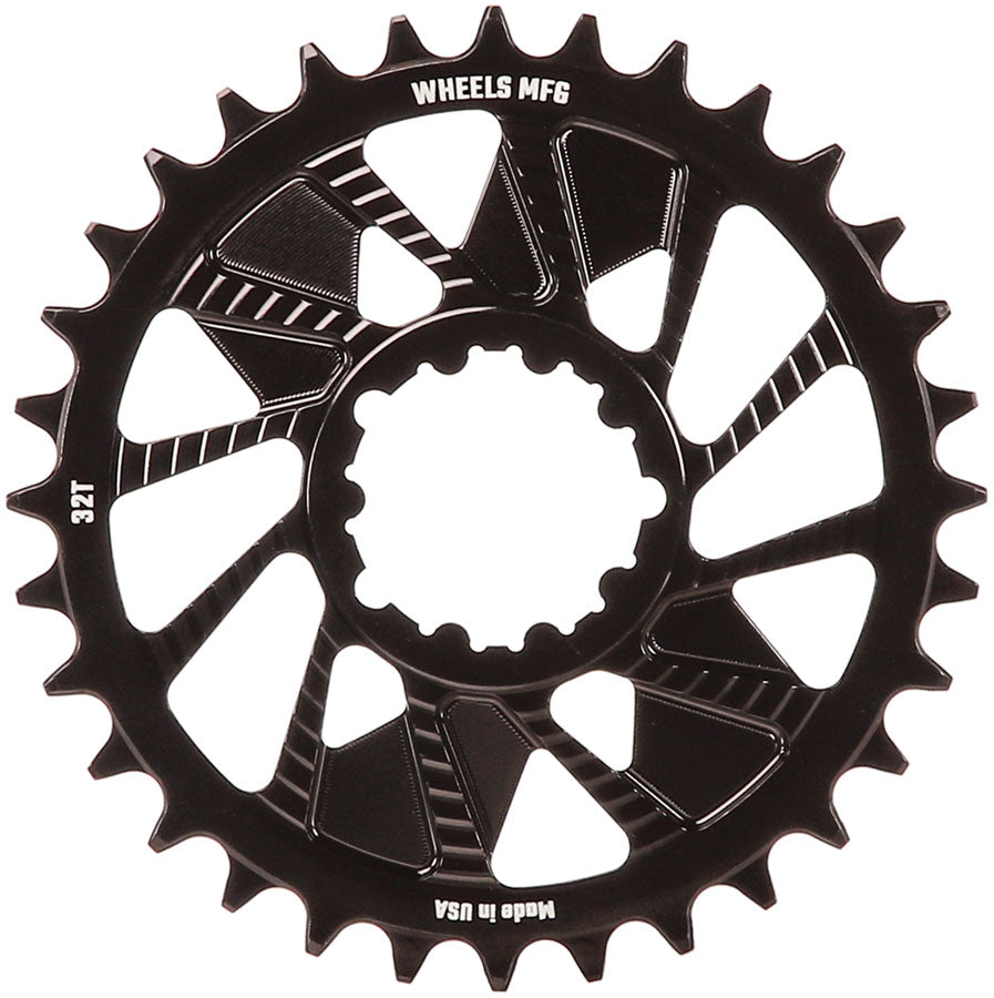 Wheels Manufacturing Direct Mount Chainring - 32t, SRAM 3-Bolt Direct Mount, 3mm Offset, T-Type Chain Compatible, Black