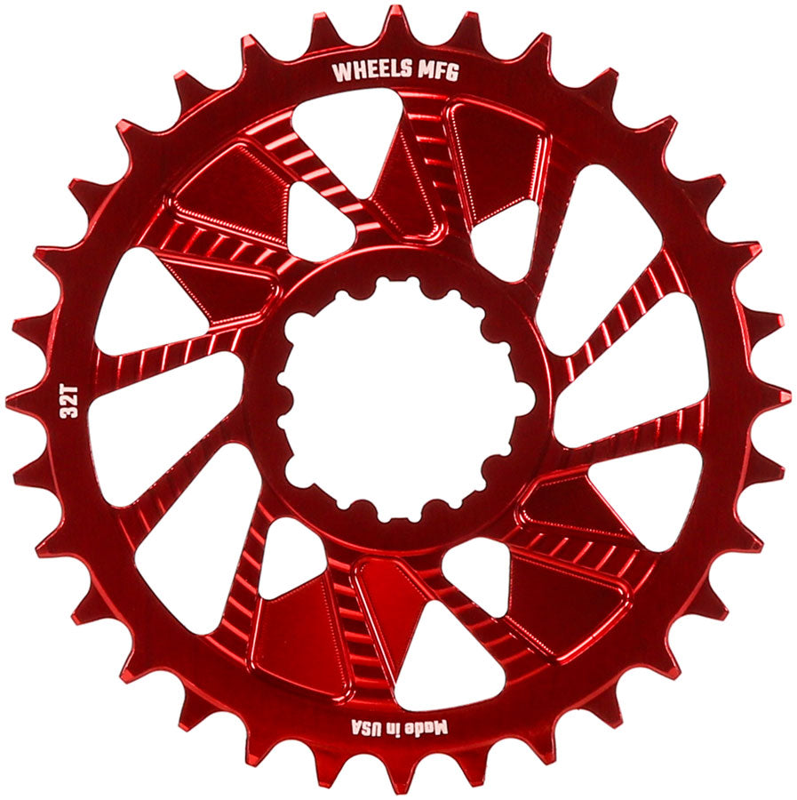 Wheels Manufacturing Direct Mount Chainring - 32t, SRAM 3-Bolt Direct Mount, 3mm Offset, T-Type Chain Compatible, Red MPN: CR-SR313-32-1 UPC: 810124714208 Direct Mount Chainrings Direct Mount T-Type Compatible Chainring