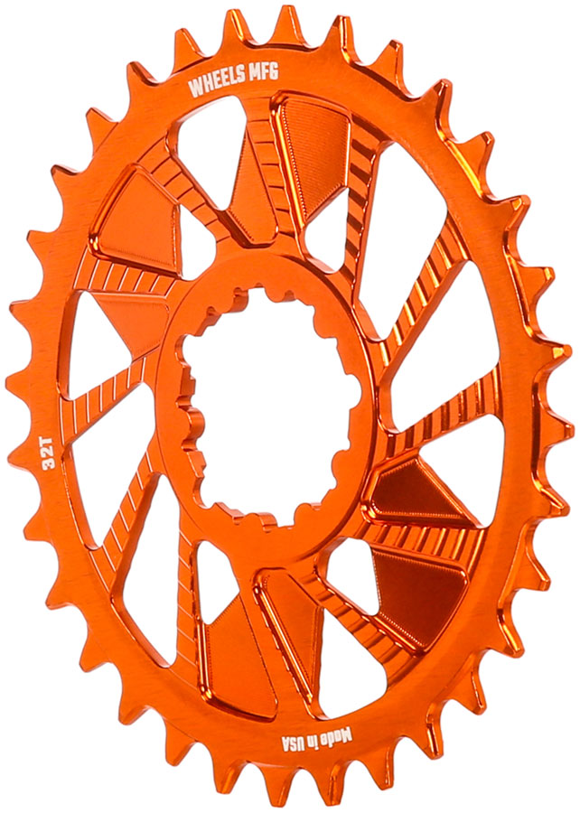 Wheels Manufacturing Direct Mount Chainring - 32t, SRAM 3-Bolt Direct Mount, 3mm Offset, T-Type Chain Compatible, Orange - Direct Mount Chainrings - 3-Bolt Direct Mount T-Type Chain Compatible Chainring