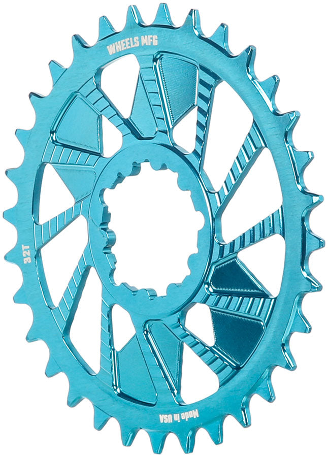 Wheels Manufacturing Direct Mount Chainring - 32t, SRAM 3-Bolt Direct Mount, 3mm Offset, T-Type Chain Compatible, Teal - Direct Mount Chainrings - Direct Mount T-Type Compatible Chainring