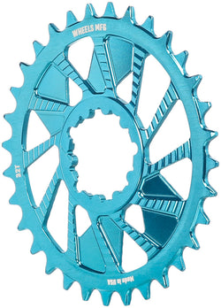 Wheels Manufacturing Direct Mount Chainring - 32t, SRAM 3-Bolt Direct Mount, 3mm Offset, T-Type Chain Compatible, Teal - Direct Mount Chainrings - Direct Mount T-Type Compatible Chainring