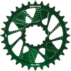 Wheels Manufacturing Direct Mount Chainring - 32t, SRAM 3-Bolt Direct Mount, 3mm Offset, T-Type Chain Compatible, Green MPN: CR-SR313-32-9 UPC: 810124714253 Direct Mount Chainrings Direct Mount T-Type Compatible Chainring