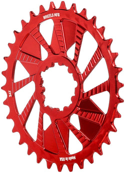 Wheels Manufacturing Direct Mount Chainring - 34t, SRAM 3-Bolt Direct Mount, 3mm Offset, T-Type Chain Compatible, Red - Direct Mount Chainrings - Direct Mount T-Type Compatible Chainring