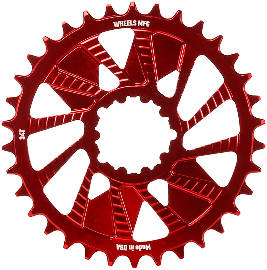 Wheels Manufacturing Direct Mount Chainring - 34t, SRAM 3-Bolt Direct Mount, 3mm Offset, T-Type Chain Compatible, Red MPN: CR-SR313-34-1 UPC: 810124714277 Direct Mount Chainrings Direct Mount T-Type Compatible Chainring