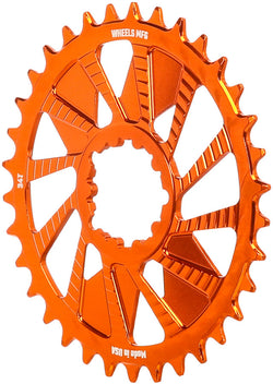 Wheels Manufacturing Direct Mount Chainring - 34t, SRAM 3-Bolt Direct Mount, 3mm Offset, T-Type Chain Compatible, Orange - Direct Mount Chainrings - Direct Mount T-Type Compatible Chainring