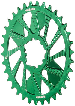 Wheels Manufacturing Direct Mount Chainring - 34t, SRAM 3-Bolt Direct Mount, 3mm Offset, T-Type Chain Compatible, Green - Direct Mount Chainrings - Direct Mount T-Type Compatible Chainring
