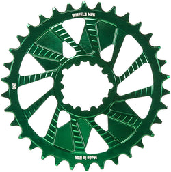 Wheels Manufacturing Direct Mount Chainring - 34t, SRAM 3-Bolt Direct Mount, 3mm Offset, T-Type Chain Compatible, Green MPN: CR-SR313-34-9 UPC: 810124714321 Direct Mount Chainrings Direct Mount T-Type Compatible Chainring
