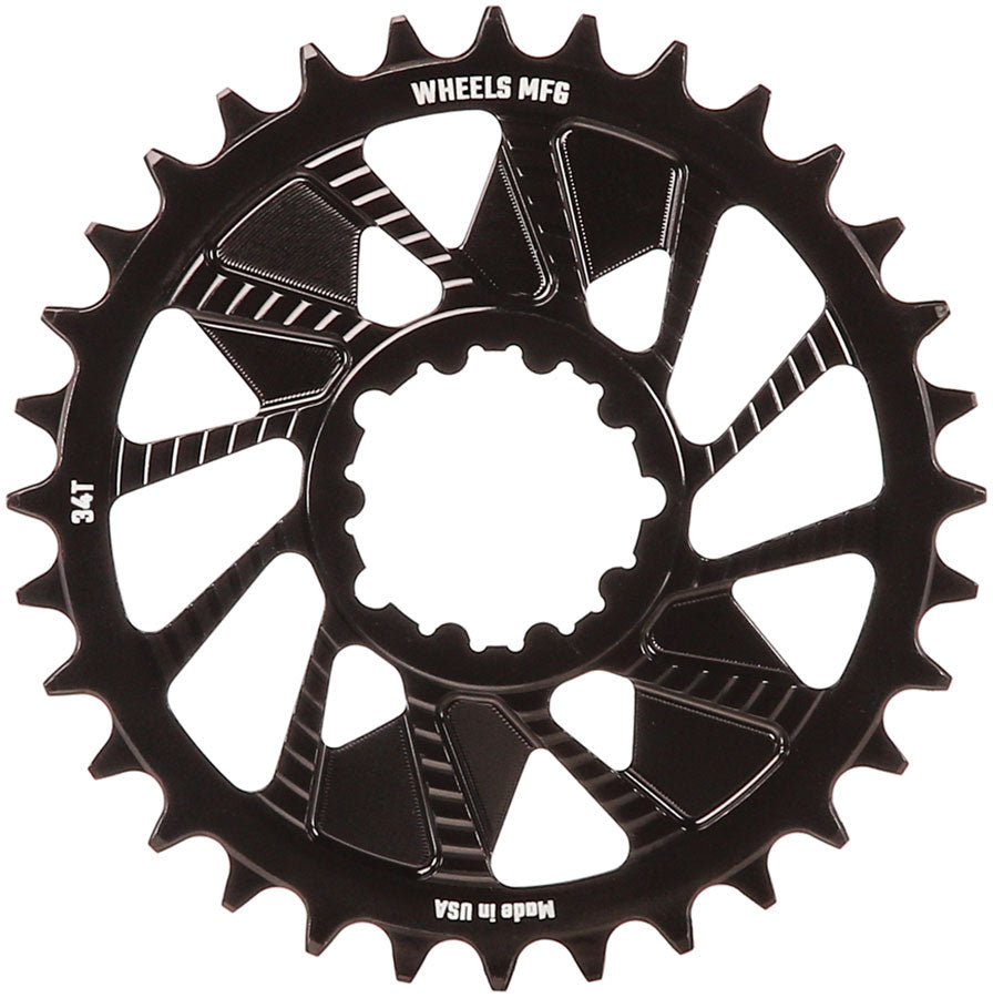 Wheels Manufacturing Direct Mount Chainring - 34t, SRAM 3-Bolt Direct Mount, 3mm Offset, Compatible with Hyperglide+ MPN: CR-SR323-34-0 UPC: 810124714475 Direct Mount Chainrings Direct Mount Hyperglide+ Compatible Chainring