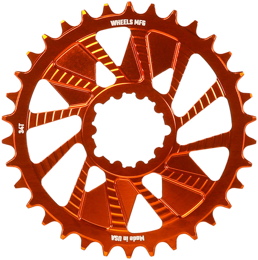 Wheels Manufacturing Direct Mount Chainring - 34t, SRAM 3-Bolt Direct Mount, 3mm Offset, Compatible with Hyperglide+ MPN: CR-SR323-34-3 UPC: 810124714499 Direct Mount Chainrings Direct Mount Hyperglide+ Compatible Chainring