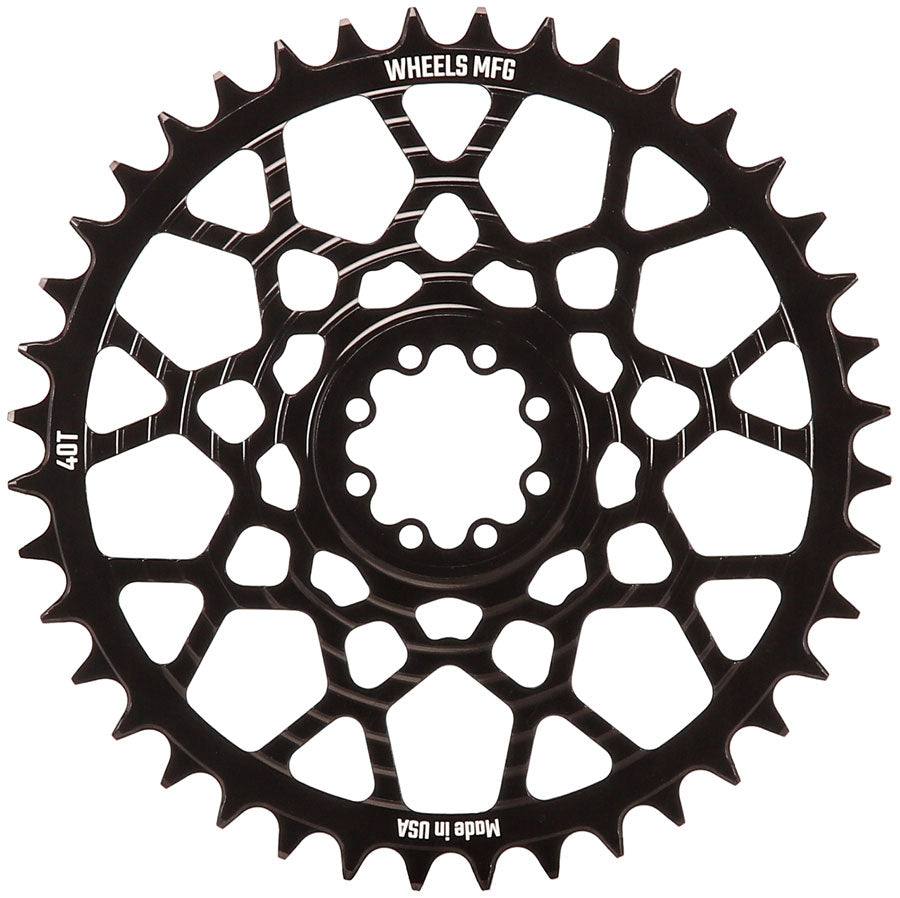 Wheels Manufacturing Gravel Direct Mount Chainring - 40t, SRAM 8-Bolt Direct Mount, 6.5mm Inboard Offset, HG+ Chain