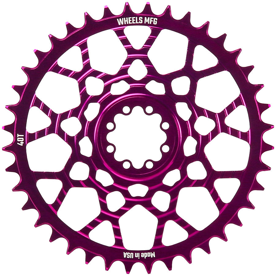 Wheels Manufacturing Gravel Direct Mount Chainring - 40t, SRAM 8-Bolt Direct Mount, 6.5mm Inboard Offset, T-Type Chain MPN: CR-SR8165-40-7 UPC: 810124715175 Direct Mount Chainrings 8-Bolt Direct Mount T-Type Chain Compatible Gravel Chainring