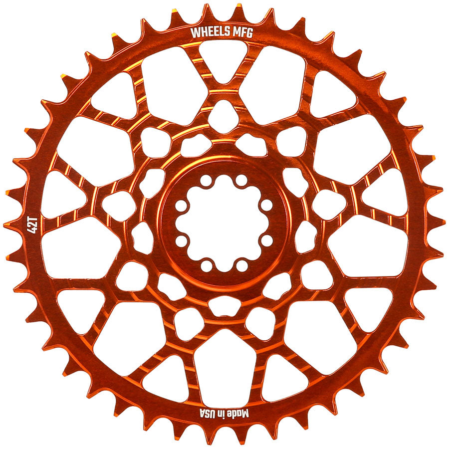 Wheels Manufacturing Gravel Direct Mount Chainring - 42t, SRAM 8-Bolt Direct Mount, 6.5mm Inboard Offset, T-Type Chain MPN: CR-SR8165-42-3 UPC: 810124715212 Direct Mount Chainrings 8-Bolt Direct Mount T-Type Chain Compatible Gravel Chainring