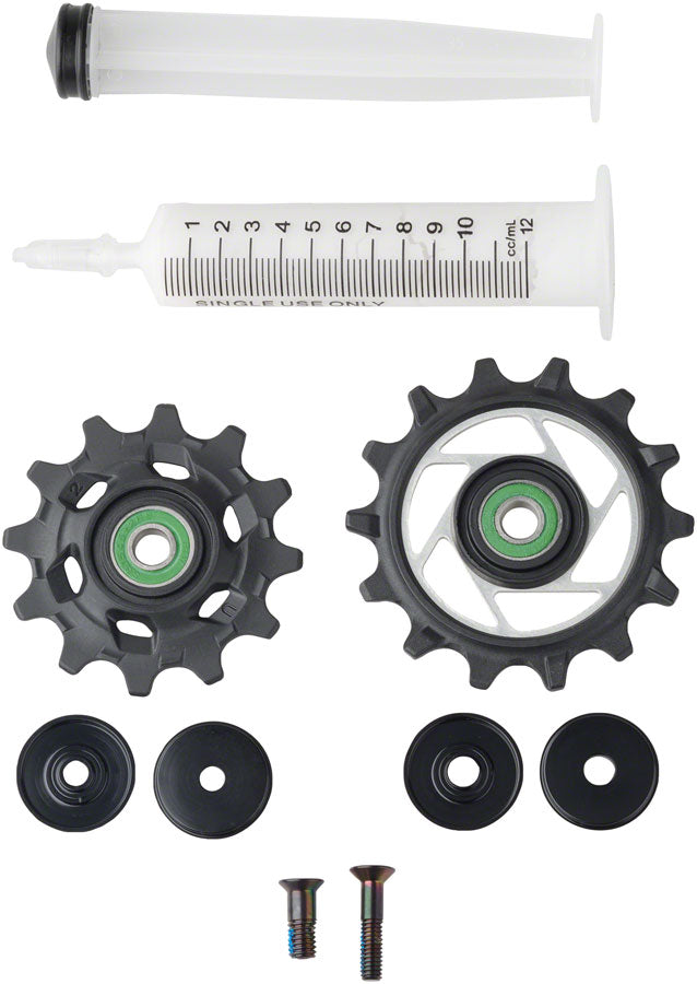 SRAM RED AXS Rear Derailleur Pulley Kit - 12t Upper and 14t Lower, Ceramic Pulley Wheel Bearings, E1 MPN: 11.7518.109.002 UPC: 710845911415 Pulley Assembly Pulley Assemblies