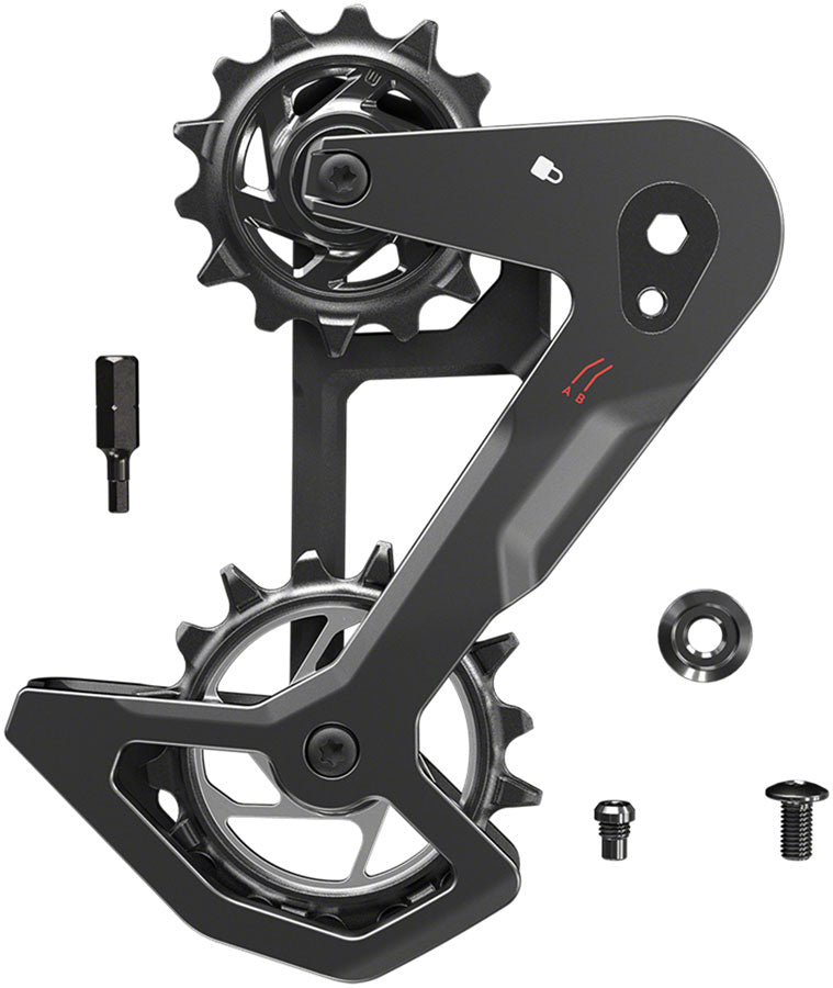 SRAM Eagle T-Type AXS Rear Derailleur Cage Kit - Compatible with all Eagle T-Type Rear Derailleurs, Carbon Cage MPN: 11.7518.104.023 UPC: 710845910227 Cage Assembly Eagle T-Type AXS Rear Derailleur Cage Kit