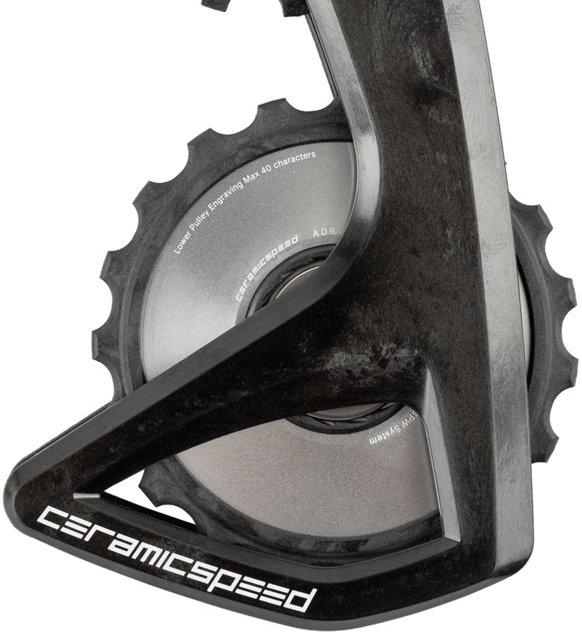 CeramicSpeed OSPW RS Alpha Pulley Wheel System for SRAM RED/Force AXS - ALPHA Aluminum Pulley, Carbon Cage, Silver - Cage Assembly - OSPW RS Alpha Pulley Wheel System for SRAM Red/Force AXS