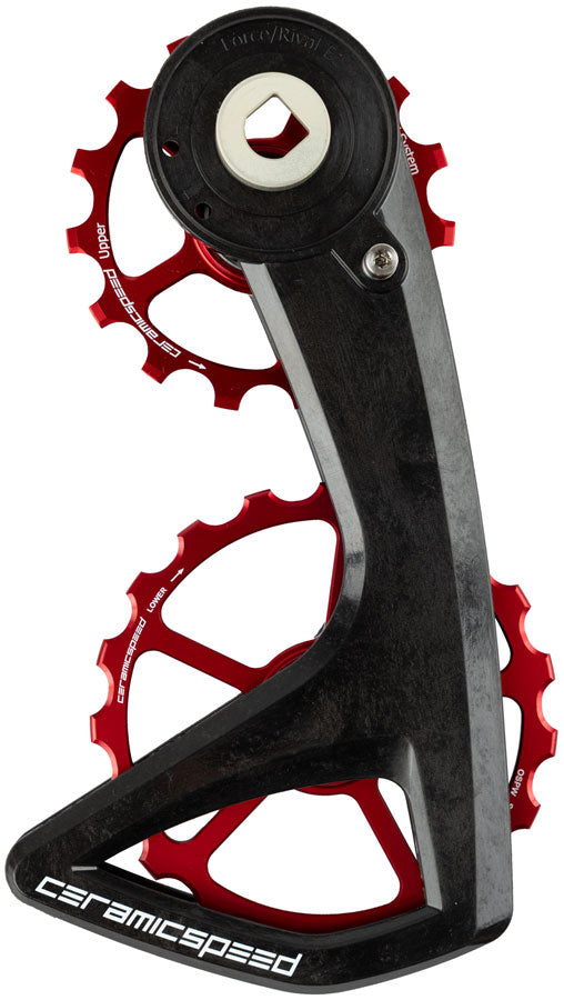 CeramicSpeed OSPW RS Pulley Wheel System for SRAM Force E1 and Rival E1 AXS - Aluminum Pulley, 5 Spoke, Carbon Cage, Red MPN: 116226 Cage Assembly OSPW RS Pulley Wheel System for SRAM Force E1 and Rival E1 AXS