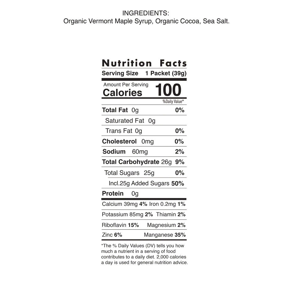 UnTapped Maple Syrup Energy Gel - Salted Cocoa, Box of 20 - Sport Fuel - Maple Syrup Energy Gel