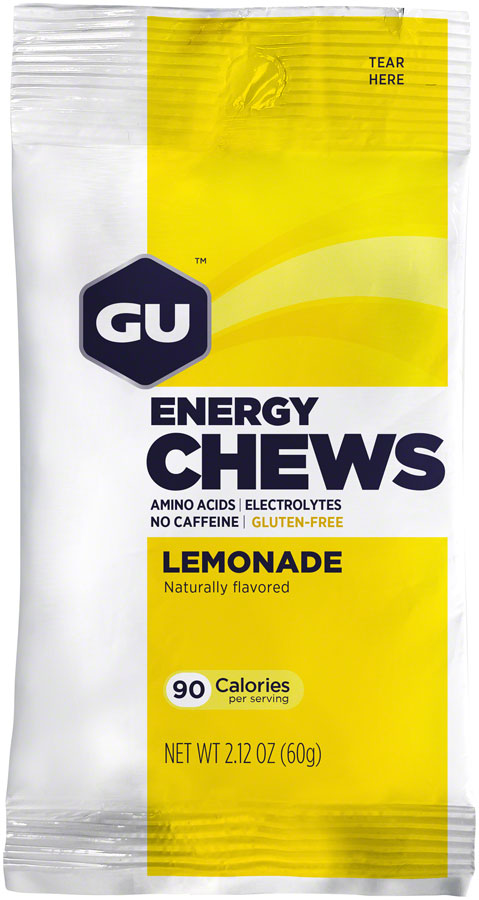 GU Energy Chews - Lemonade, Box of 12 Bags MPN: 124923 UPC: 769493104724 Chew Energy Chews