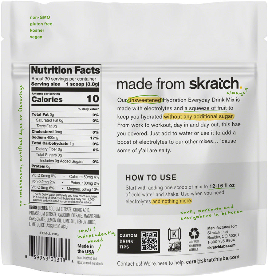 Skratch Labs Everday Drink Mix - Lemon Lime, 30-Serving Resealable Bag MPN: EDM-LL-120G UPC: 859943003186 Sport Hydration Everyday Drink Mix