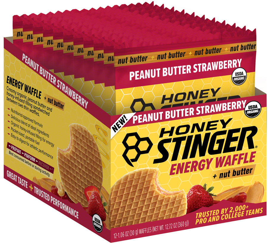 Honey Stinger Organic Waffle - Peanut Butter Strawberry, Box of 12 - Waffle - Organic Waffle