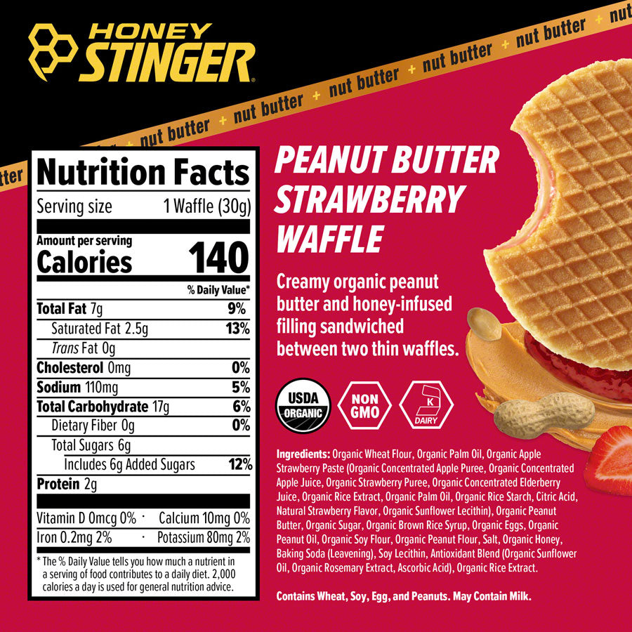 Honey Stinger Organic Waffle - Peanut Butter Strawberry, Box of 12 - Waffle - Organic Waffle