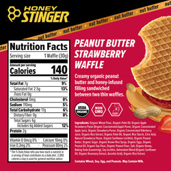 Honey Stinger Organic Waffle - Peanut Butter Strawberry, Box of 12 - Waffle - Organic Waffle