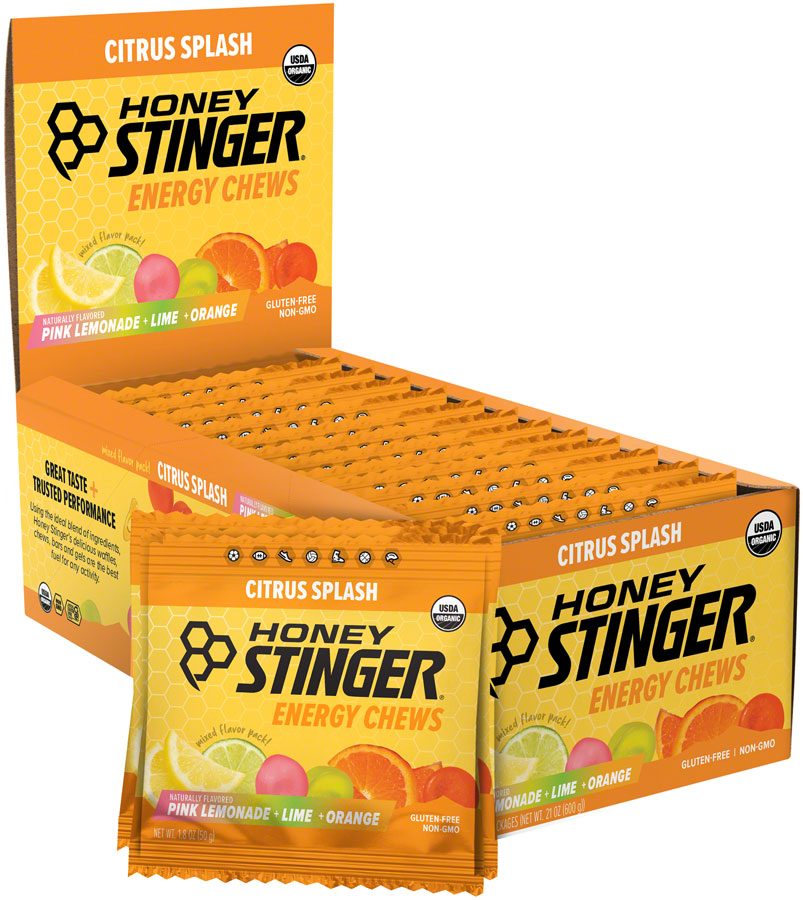 Honey Stinger Organic Energy Chews - Citrus Splash, Box of 12 - Chew - Organic Energy Chews