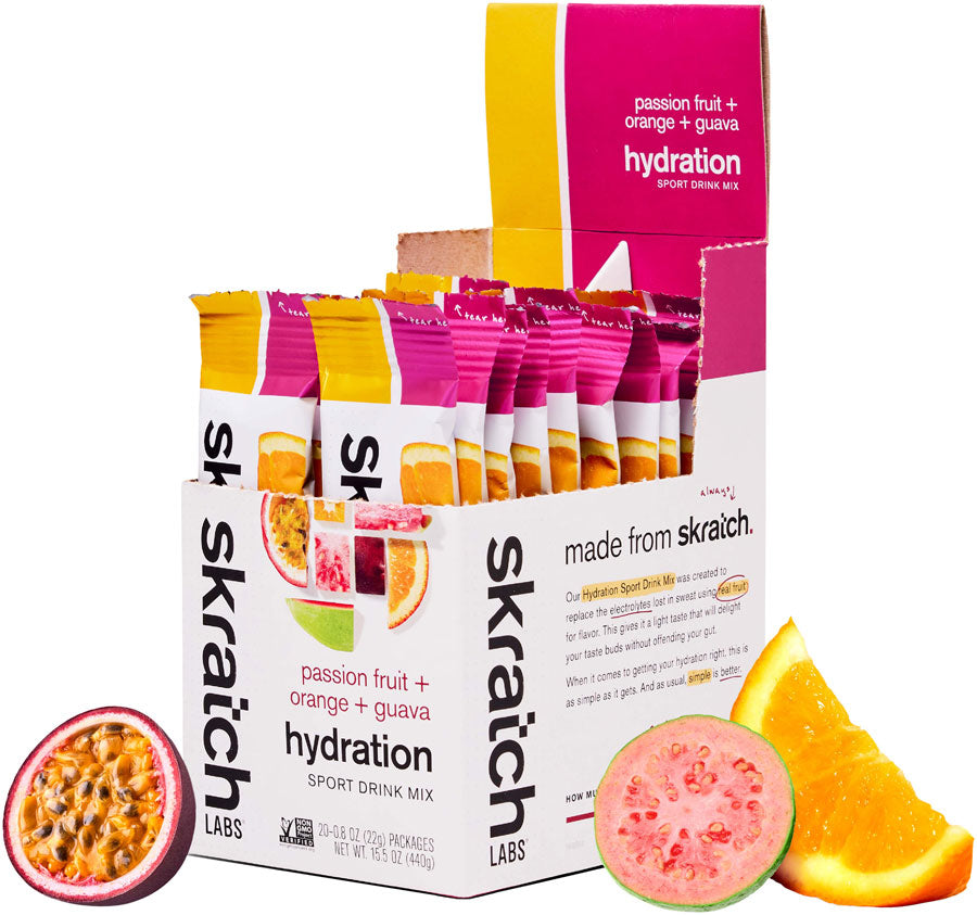 Skratch Labs Hydration Sport Drink - Passion Fruit/Orange/Guava, Single Serving 20-Pack MPN: SDM-PG-22G/20 UPC: 850075212125 Sport Hydration Hydration Sport Drink Mix