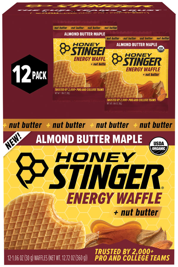 Honey Stinger Organic Waffle - Almond Butter Maple, Box of 12 - Waffle - Organic Waffle