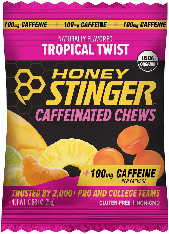 Honey Stinger High Caffeinated Energy Chews - Tropical Twist, Box of 12 Packets MPN: 78512 UPC: 810815029307 Chew Caffeinated Energy Chews