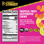 Honey Stinger High Caffeinated Energy Chews - Tropical Twist, Box of 12 Packets - Chew - Caffeinated Energy Chews