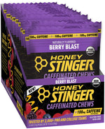 Honey Stinger High Caffeinated Chews - Berry Blast, Box of 12 Packets - Chew - Caffeinated Energy Chews