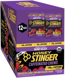 Honey Stinger High Caffeinated Chews - Berry Blast, Box of 12 Packets MPN: 78612 UPC: 810815029338 Chew Caffeinated Energy Chews