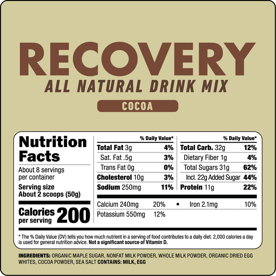 Untapped Recovery Drink Mix - Cocoa, Maple - Sport Hydration - Recovery Drink Mix