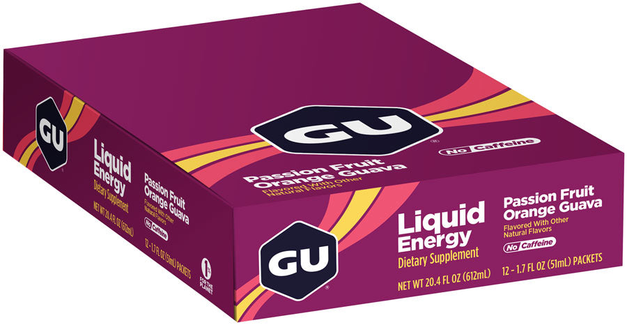 GU Liquid Energy Gel - Passion Fruit/Orange/Guava, Box of 12 - Gel - Liquid Energy Gel