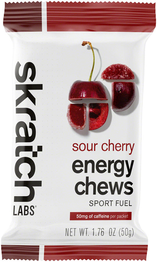 Skratch Labs Energy Chews Sport Fuel - Caffeinated Sour Cherry, Box of 10 - Chew - Energy Chews Sport Fuel