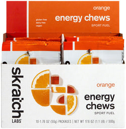 Skratch Labs Energy Chews Sport Fuel - Orange, Box of 10 MPN: ECS-OR-50G/10 UPC: 856231005778 Chew Energy Chews Sport Fuel