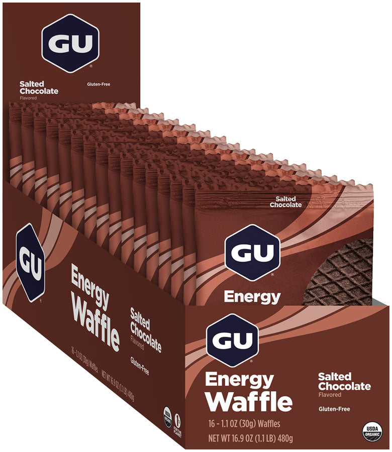 GU Energy Waffle - Salted Chocolate, Box of 16 - Waffle - Energy Waffle