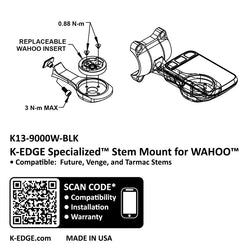 K-EDGE Wahoo Specialized Future Mount - Black MPN: K13-9000W-BLK UPC: 850027128177 Computer Mount Kit/Adapter Wahoo Specialized Future Mount