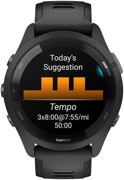 Garmin Forerunner 265 GPS Smartwatch - 46mm, Black Bezel and Case, Black/Powder Gray Silicone Band - Fitness Computers - Forerunner 265 GPS Smartwatch