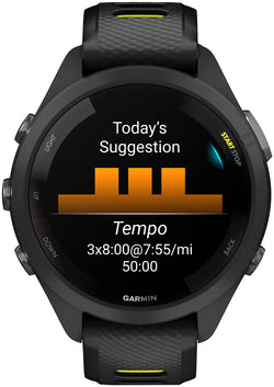 Garmin Forerunner 265S GPS Smartwatch - 42mm, Black Bezel and Case, Black/Amp Yellow Silicone Band - Fitness Computers - Forerunner 265S GPS Smartwatch