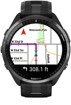 Garmin Forerunner 965 GPS Smartwatch - 47mm, Carbon Gray DLC Titanium Bezel, Black Case and Black/Powder Gray Silicone - Fitness Computers - Forerunner 965 GPS Smartwatch