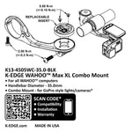 K-EDGE Wahoo MAX XL Combo Mount - 35.0mm, Black Anodize - Computer Mount Kit/Adapter - Wahoo Max XL Combo Mount