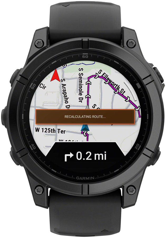 Garmin fenix E Smartwatch - 47mm, AMOLED, Slate Gray Steel with Black Silicone Band - Fitness Computers - fenix E Smartwatch