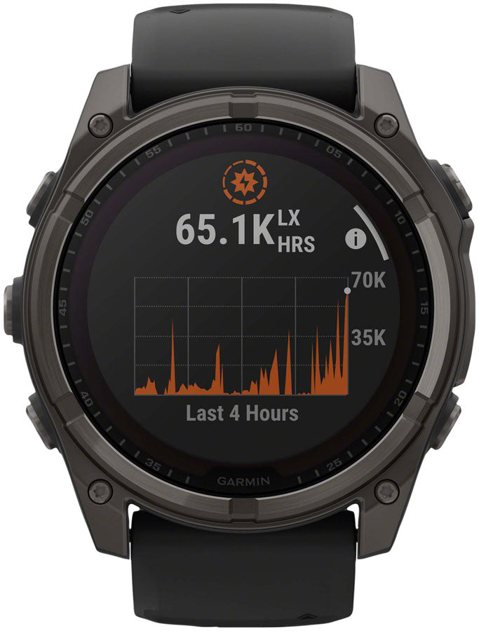 Garmin fenix 8 Smartwatch - 51mm, Solar, Sapphire, Carbon Gray DLC Titanium with Black/Pebble Gray Silicone - Fitness Computers - fenix 8 Smartwatch Solar