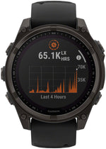 Garmin fenix 8 Smartwatch - 47mm, Solar, Sapphire, Carbon Gray DLC Titanium with Black/Pebble Gray Silicone - Fitness Computers - fenix 8 Smartwatch Solar