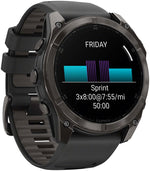 Garmin fenix 8 Smartwatch - 47mm, AMOLED, Sapphire, Carbon Gray DLC Titanium with Black/Pebble Gray Silicone MPN: 010-02904-20 UPC: 753759338107 Fitness Computers fenix 8 Smartwatch AMOLED Sapphire