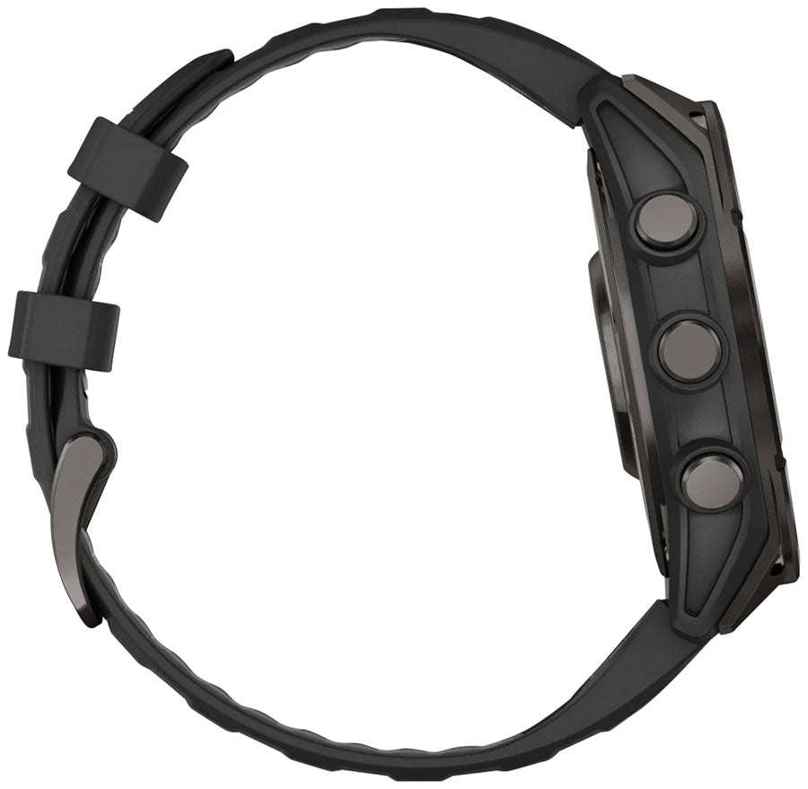 Garmin fenix 8 Smartwatch - 47mm, AMOLED, Sapphire, Carbon Gray DLC Titanium with Black/Pebble Gray Silicone MPN: 010-02904-20 UPC: 753759338107 Fitness Computers fenix 8 Smartwatch AMOLED Sapphire
